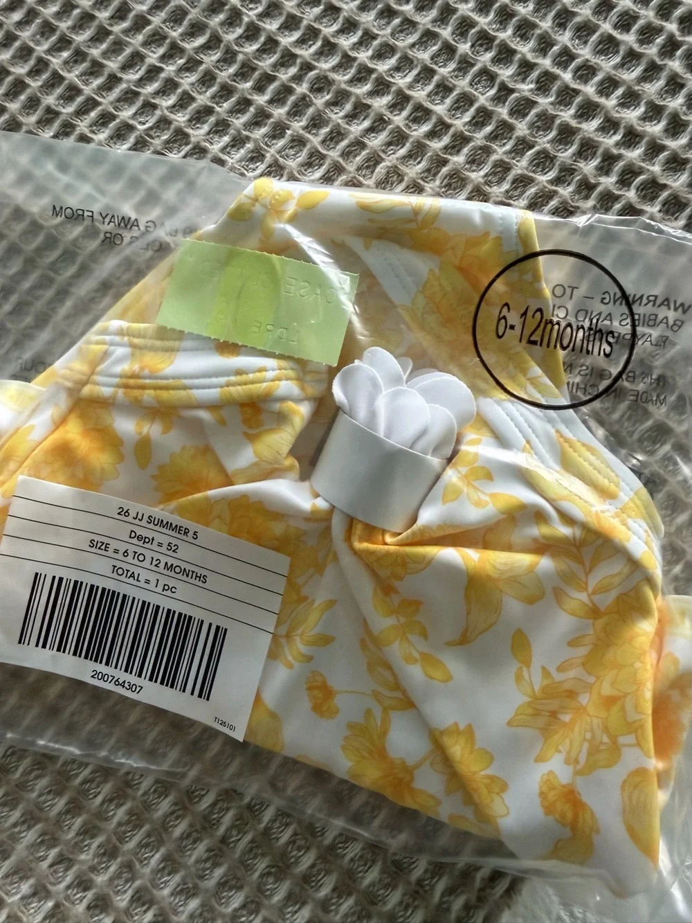 Janie and Jack yellow Floral Ruffle Baby Swimsuit size 6 to 12 months nwt one pi